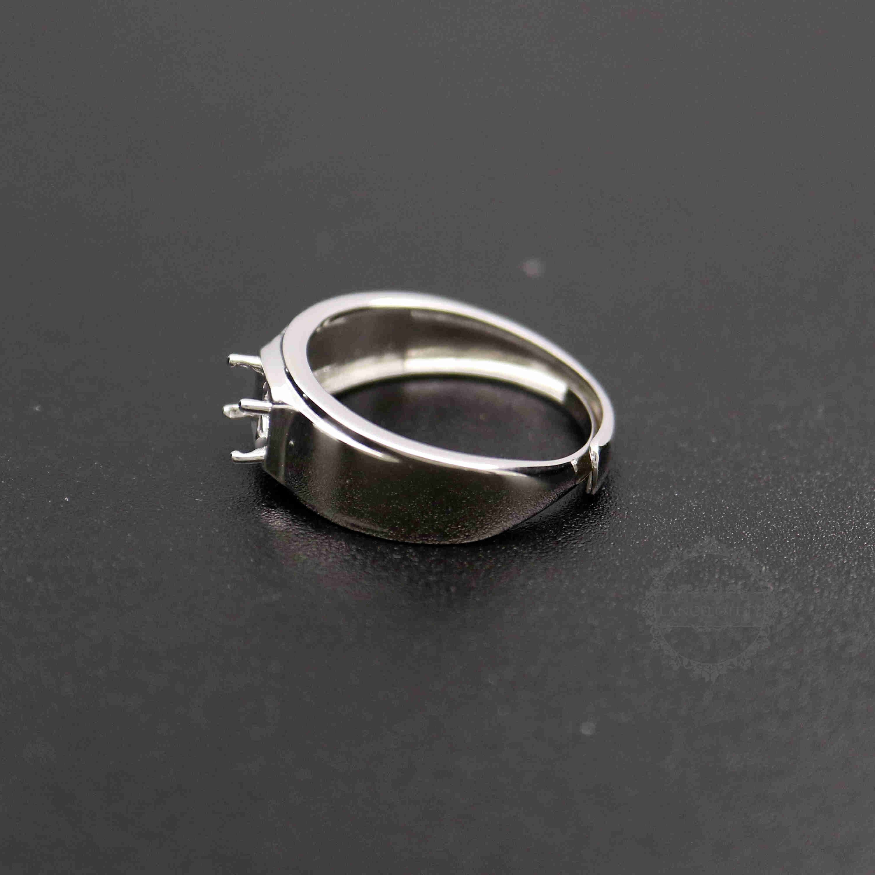 1Pcs 5-9MM Round Gems Cz Stone Prong Setting Solid 925 Sterling Silver Bezel Tray DIY Adjustable Ring Settings For Men 1214020 - Click Image to Close